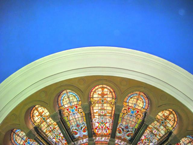 The stained glass of the Queen Victoria Building